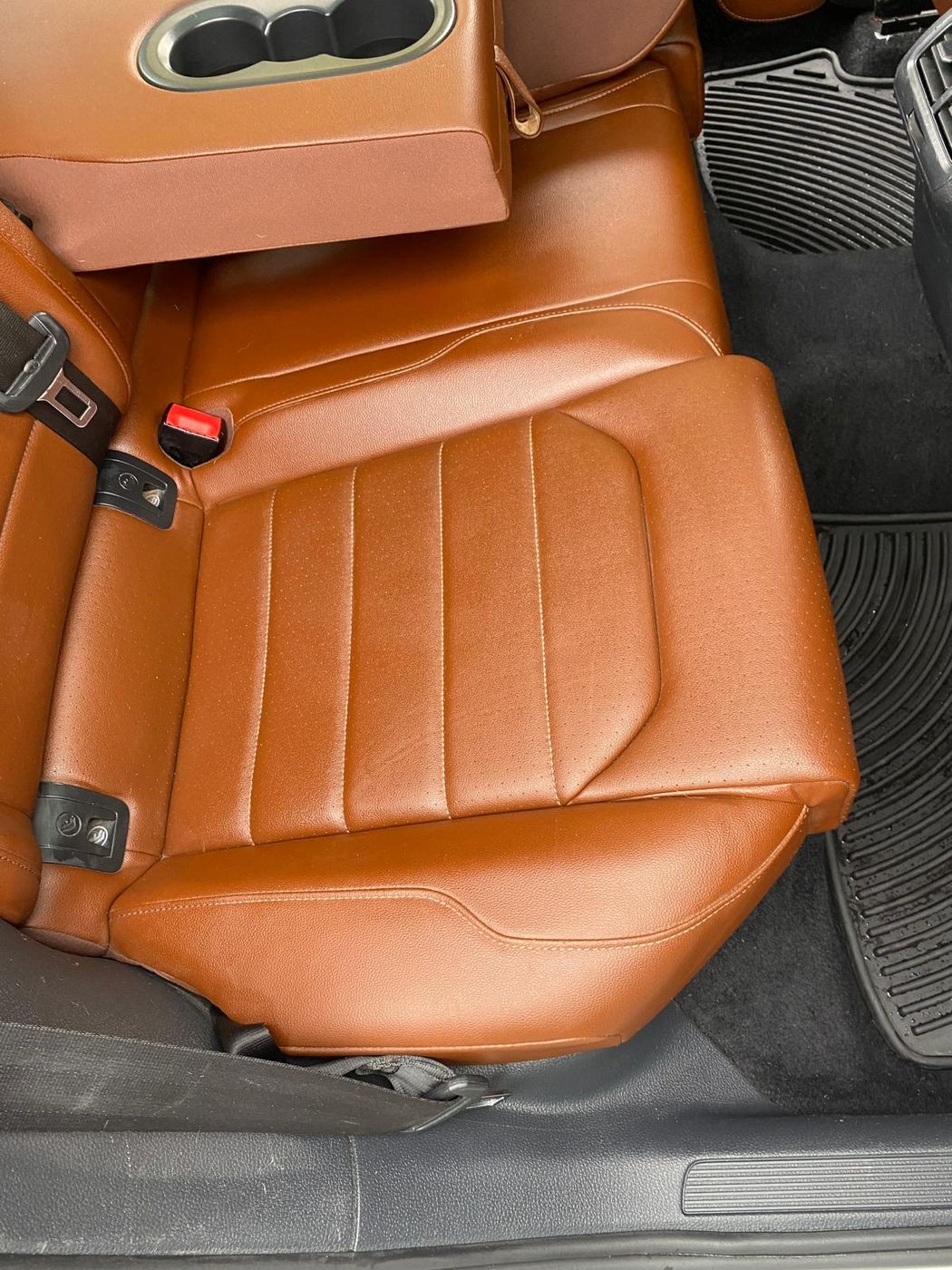 Tan leather rear seats after cleaning